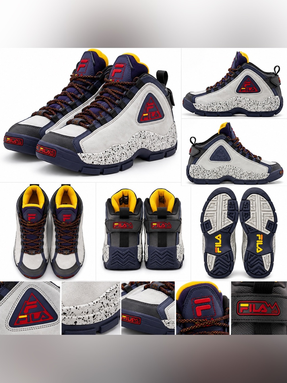 Fila Gray, Navy and Red Mid-Top Sneakers